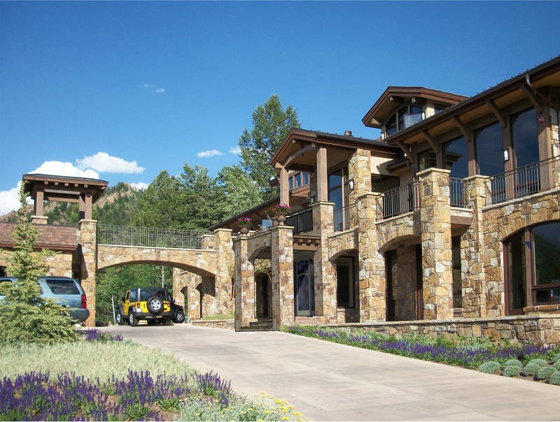 Computer rendering of the new entry roof showing the carefully matching materials and architectural details by a architect in aspen colorado